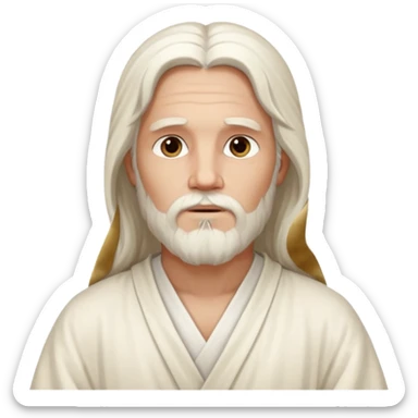 Jesus, Son of God from Gods and Goddesses with long white hair and beard, white outfit sticker