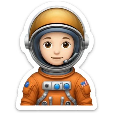 Astronaut with closed helmet rides planets sticker