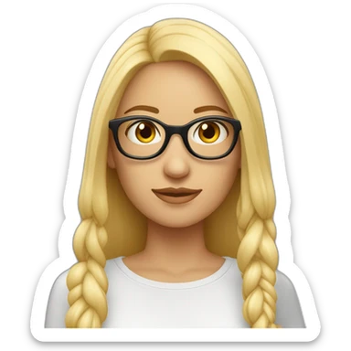  mujer blanca de cara larga sin rostro pelo largo liso rubio con lentes sticker