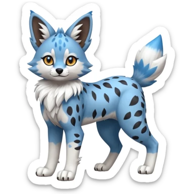 Blue cute adorable serval-Lycanroc-wolf-fusion-hybrid, full body sticker