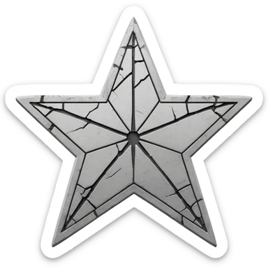 Minimalist emoji-style sticker of a cracked Walk of Fame star with a faint claw mark coming from below, grayscale and ash tones


 sticker