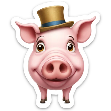 A pig with a funny hat sticker