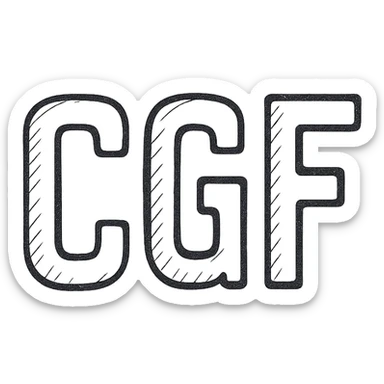 the letters CGF in bold, monospaced font, black, centered, 128x128, transparent background sticker