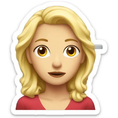 Blonde lady staring sadly out of a window sticker