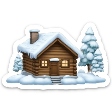 A snow covered wood house sticker