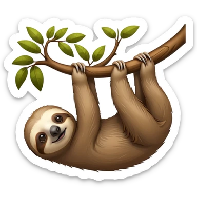 sloth hanging from a tree branch sticker