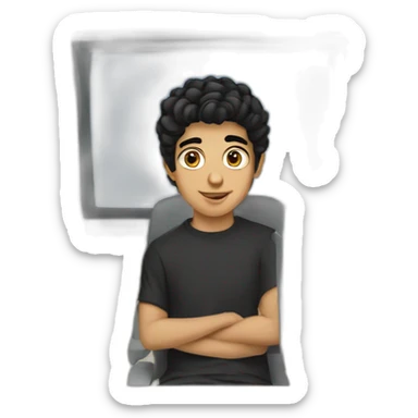young arab man with black hair on a computer sticker