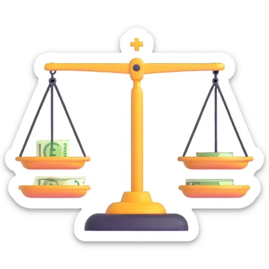 Balance scale with Euro symbols in the trays sticker