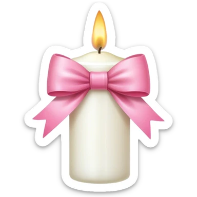 White candle light pink bow sticker
