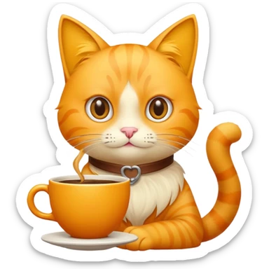 Yellow cat makingcoffee  sticker