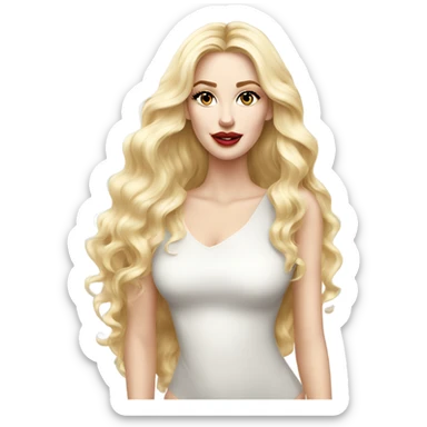 stunning beauty white woman, blonde long hair glossy lips sticker