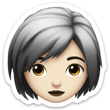 emo female white skin black hair sticker