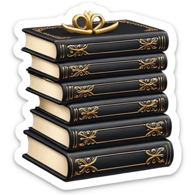 5 black gothic books on top sticker