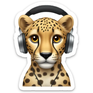 cheetah but with headphones sticker