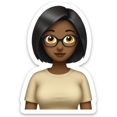 basic-black hair-girl-reading-beige top sticker