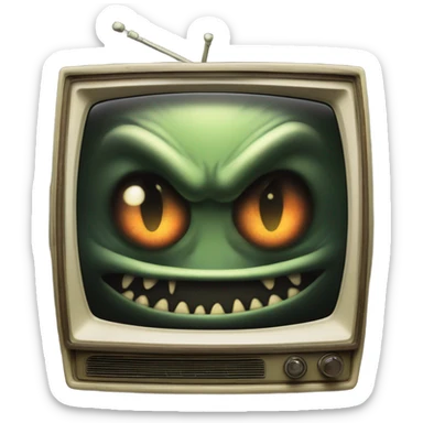 a scary alien on a TV screen sticker