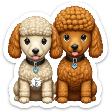 Poodles close to eachother but the other one is ginger color and other is black color sticker