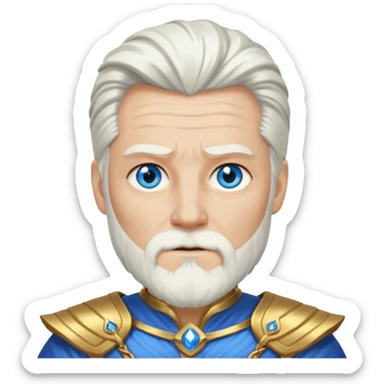 Odin with blue eyes, white hair, gold outfit sticker