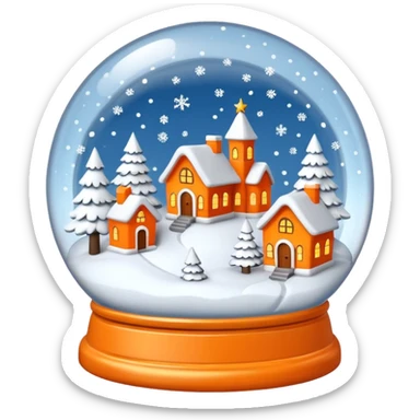 Orange Christmas village snow globe sticker