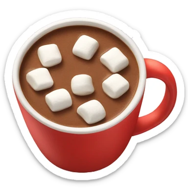 red mug with hot cocoa and marshmallows in it sticker
