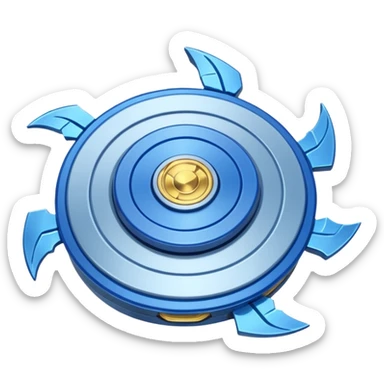 A blue Beyblade with 3 pointed blades like Victory Valtryek sticker
