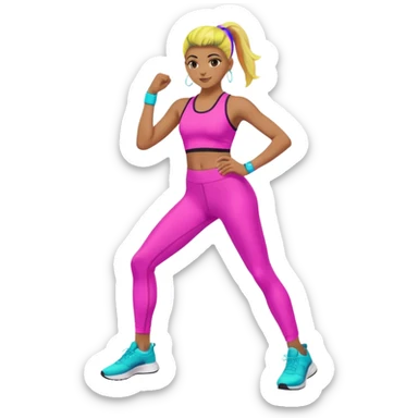 glow 80's work out sticker