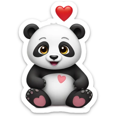 Panda with heart sticker