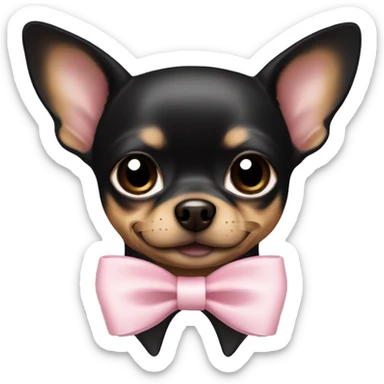 Black and brown chihuahua with small light pink bow sticker