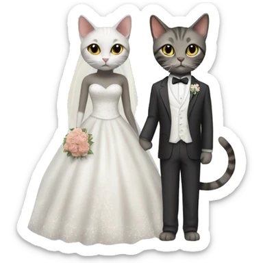 Cat in wedding dress with her soulmate  sticker