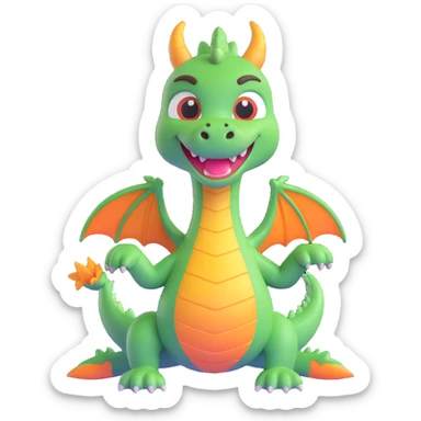 the face of a cute fitness dragon coach, 3D emoji style, playful expression sticker