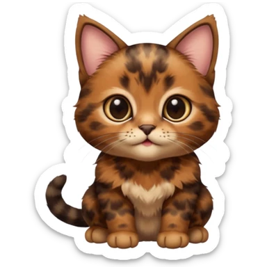 A high-resolution photo-realistic digital illustration of a brown tortoiseshell kitten, chest upward sticker