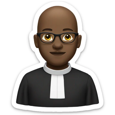 Black bald man with glasses clergy sticker
