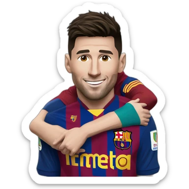 Realistic Leo Messi and realistic Cristiano Ronaldo huging sticker