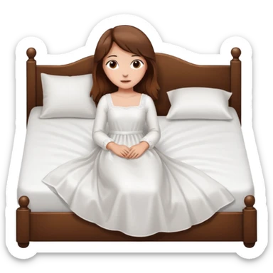 lying on withe bed brown hair girl sticker