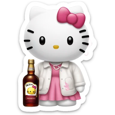 Hello kitty crying tears holding Hennessy bottle😭  sticker