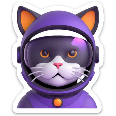 space cat with futuristic visor sticker
