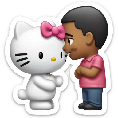 Hello kitty dándole un beso a mateo (su novio) sticker