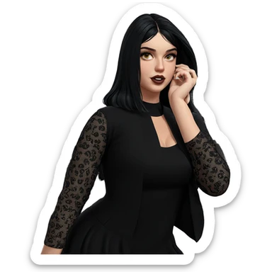 girl in black dress sticker