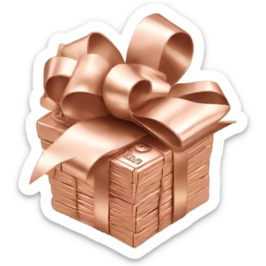 Money stack wrapped in a rose gold bow sticker
