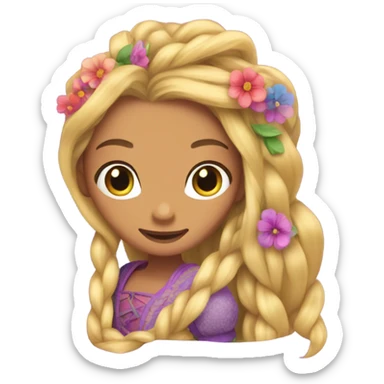 Rapunzel tangled flowers in braid realistic pretty sticker