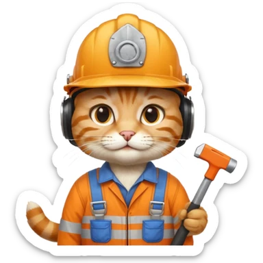 cat, handyman Outfit, wearing a Helmet sticker