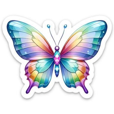 Pastel sparkly glittery iridescent rainbow glass crystal butterfly sticker