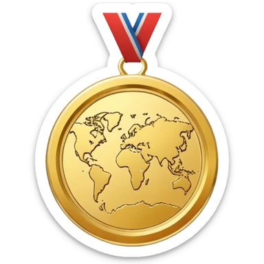 a gold medal with a map engraved on it sticker