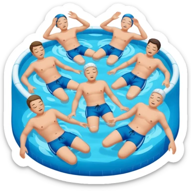 men floating with close eyes in pool  sticker