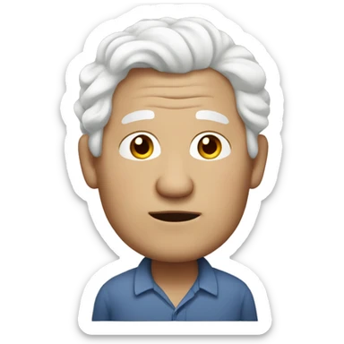 A sallow-skinned, overweight elderly male with white wavy hair. sticker