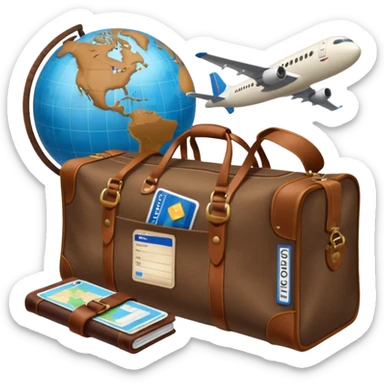 TRAVEL , travel bag , pass board, plane, glob sticker