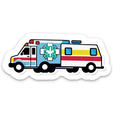 A doctor laying underneath an ambulance fixing sticker
