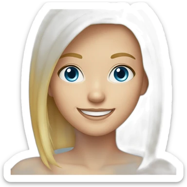 blonde girl bob hair with large grin blue eyes sticker