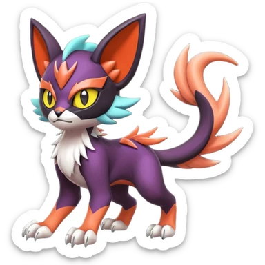 Liepard-Noivern-Litten-Sprigatito-Pokémon-fusion-creature (full body) sticker