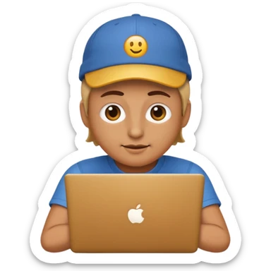 generate a person emoji with his laptop with cap too sticker
